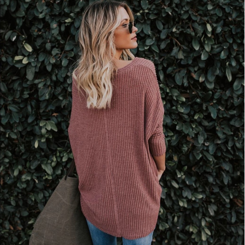 YVONNE KNITTED WAFFLE LIGHT WEIGHT KNOT TOP BRICK - Picture 3 of 3